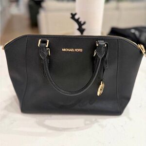 Michael Kors Black Ciara Medium Saffiano Leather Satchel